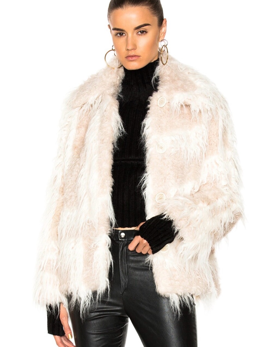 Helmut Lang Cream Faux-Fur Teddy Jacket